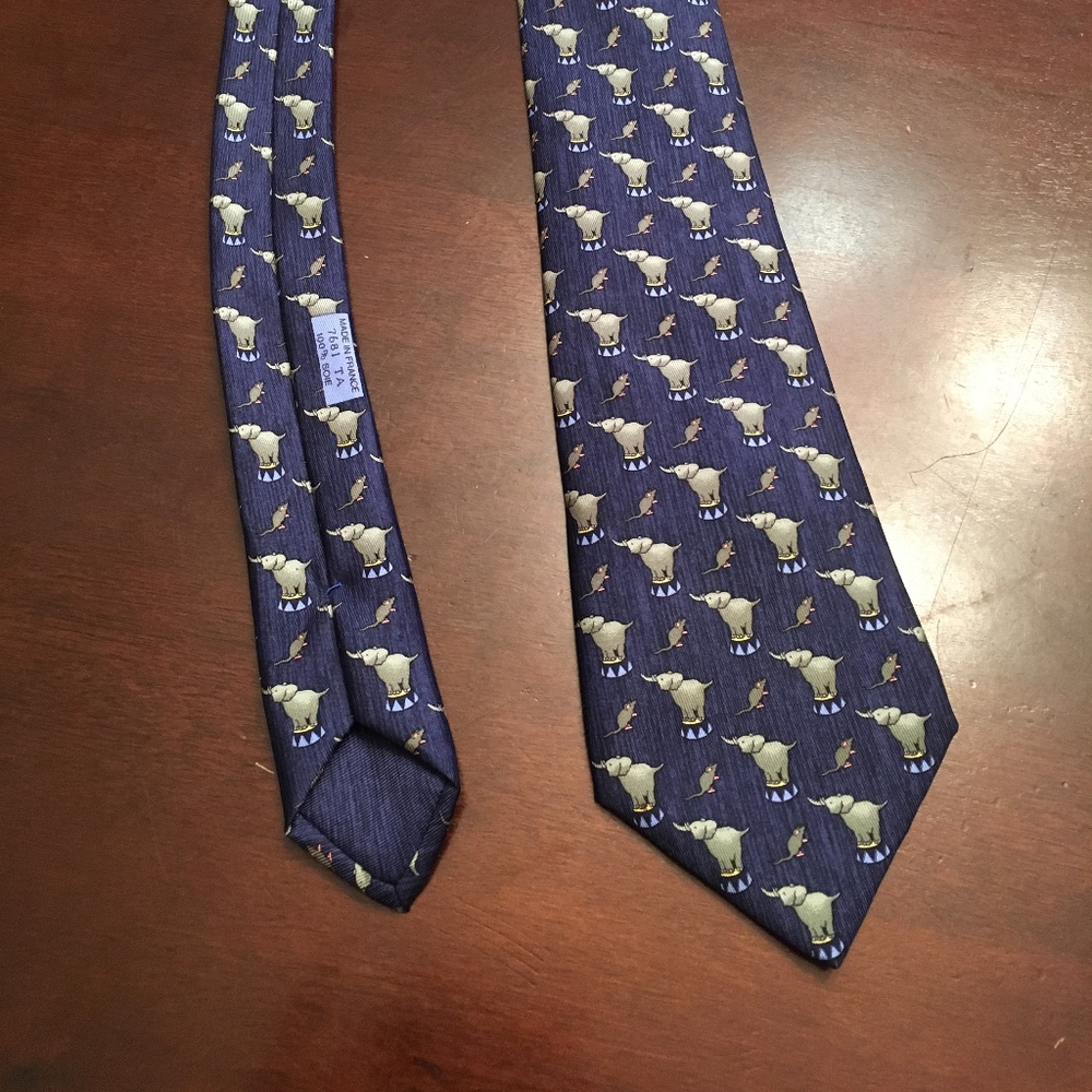 HERMES Navy Elephant Tie